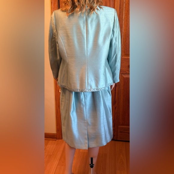 NWT Kasper Women’s 3 Piece Skirt Set Size 14 Petite Turquoise/Light Green - Picture 2 of 16